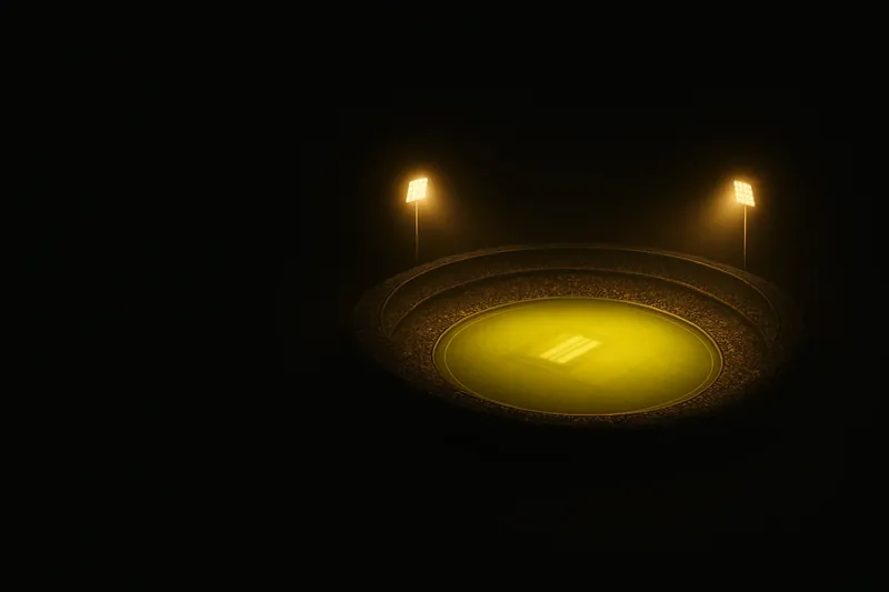 Night Cricket Stadium Aerial view of illuminated cricket stadium with packed stands at night