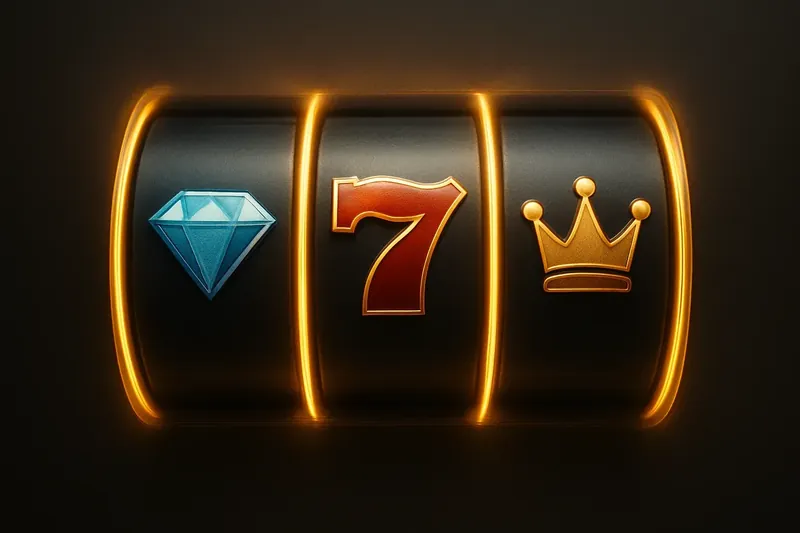 Extreme close-up of slot reels with diamonds, sevens, and crowns